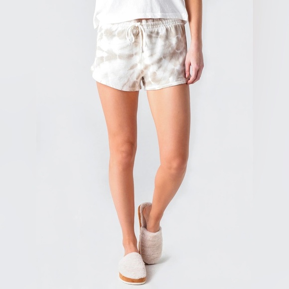 Z Supply Pants - Z supply SADIE SPIRAL TIE-DYE comfy 100% cotton pull on beige lounge shorts L​